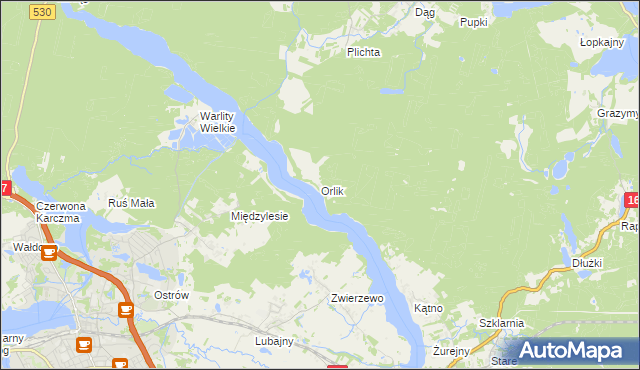 mapa Orlik gmina Łukta, Orlik gmina Łukta na mapie Targeo