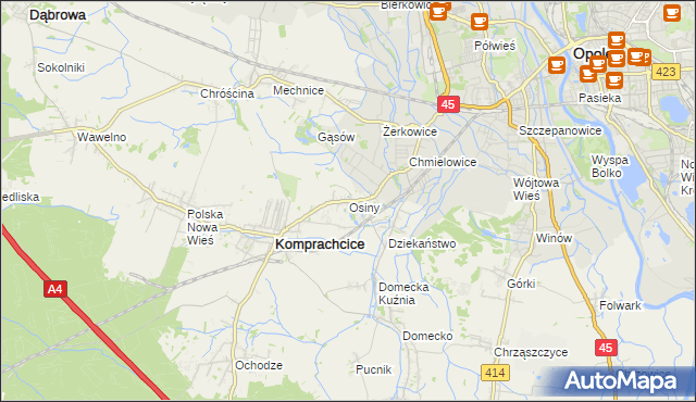 mapa Osiny gmina Komprachcice, Osiny gmina Komprachcice na mapie Targeo