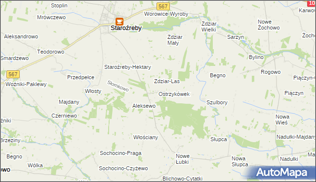 mapa Ostrzykówek, Ostrzykówek na mapie Targeo