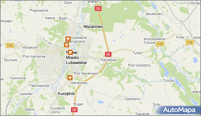 mapa Pacółtowo gmina Nowe Miasto Lubawskie, Pacółtowo gmina Nowe Miasto Lubawskie na mapie Targeo