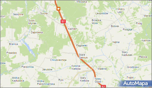 mapa Pągowiec gmina Stara Błotnica, Pągowiec gmina Stara Błotnica na mapie Targeo