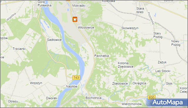 mapa Parchatka, Parchatka na mapie Targeo