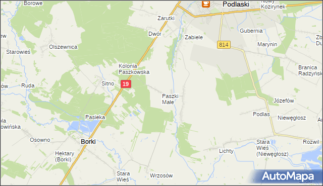 mapa Paszki Małe, Paszki Małe na mapie Targeo