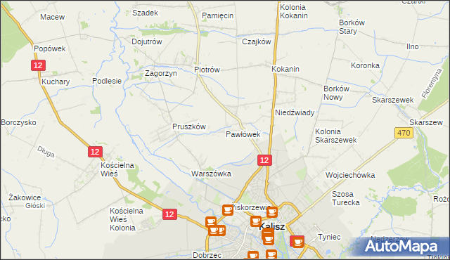 mapa Pawłówek gmina Blizanów, Pawłówek gmina Blizanów na mapie Targeo