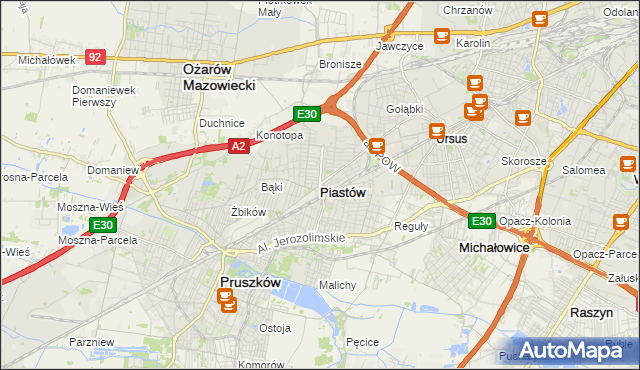 mapa Piastów powiat pruszkowski, Piastów powiat pruszkowski na mapie Targeo