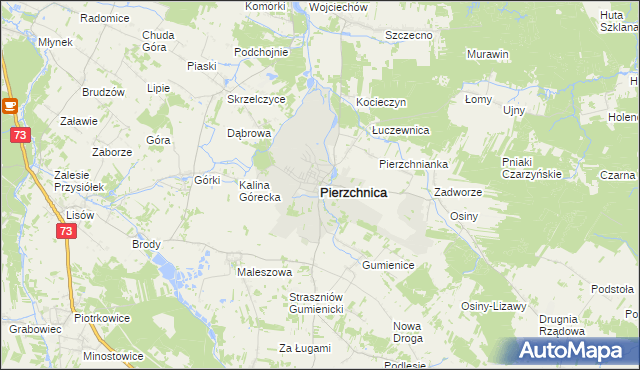 mapa Pierzchnica powiat kielecki, Pierzchnica powiat kielecki na mapie Targeo