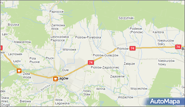 mapa Piotrów-Gułaczów, Piotrów-Gułaczów na mapie Targeo