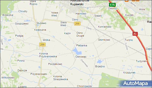 mapa Plebanka gmina Aleksandrów Kujawski, Plebanka gmina Aleksandrów Kujawski na mapie Targeo