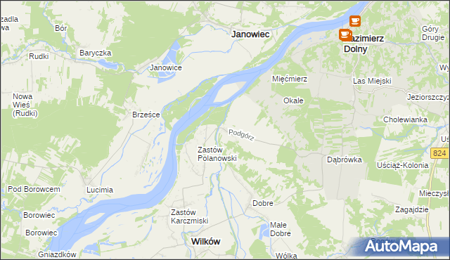 mapa Podgórz gmina Wilków, Podgórz gmina Wilków na mapie Targeo