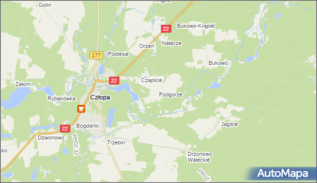 mapa Podgórze gmina Człopa, Podgórze gmina Człopa na mapie Targeo