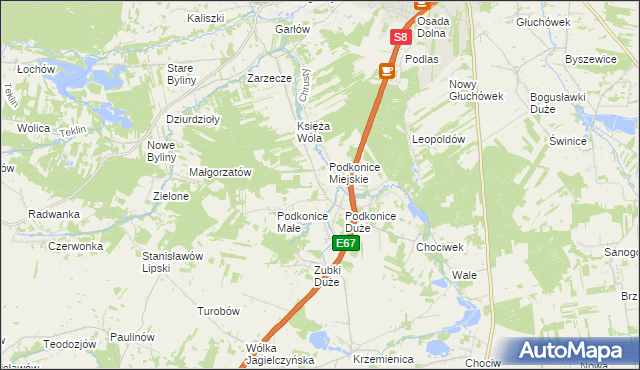 mapa Podkońska Wola, Podkońska Wola na mapie Targeo