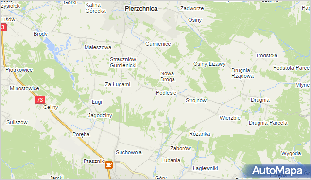 mapa Podlesie gmina Pierzchnica, Podlesie gmina Pierzchnica na mapie Targeo