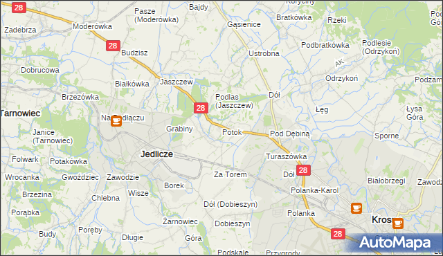 mapa Potok gmina Jedlicze, Potok gmina Jedlicze na mapie Targeo