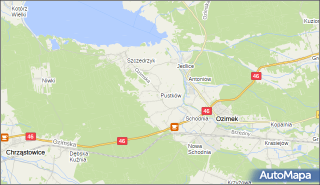 mapa Pustków gmina Ozimek, Pustków gmina Ozimek na mapie Targeo