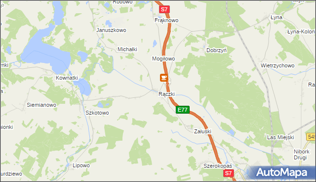 mapa Rączki gmina Nidzica, Rączki gmina Nidzica na mapie Targeo