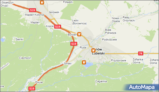 mapa Ruda gmina Janów Lubelski, Ruda gmina Janów Lubelski na mapie Targeo