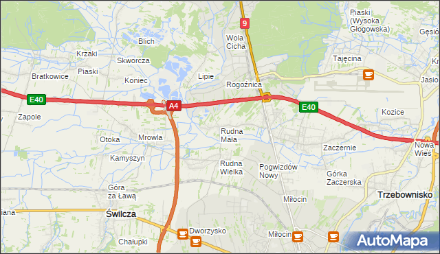 mapa Rudna Mała gmina Głogów Małopolski, Rudna Mała gmina Głogów Małopolski na mapie Targeo