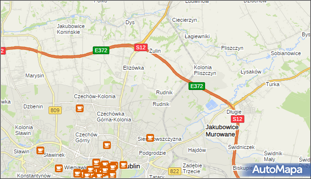 mapa Rudnik gmina Wólka, Rudnik gmina Wólka na mapie Targeo