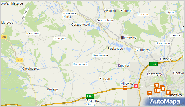 mapa Ruszowice gmina Kłodzko, Ruszowice gmina Kłodzko na mapie Targeo