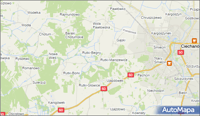 mapa Rutki-Marszewice, Rutki-Marszewice na mapie Targeo