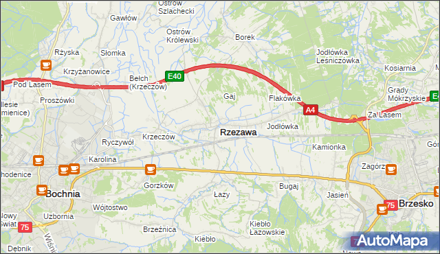 mapa Rzezawa, Rzezawa na mapie Targeo