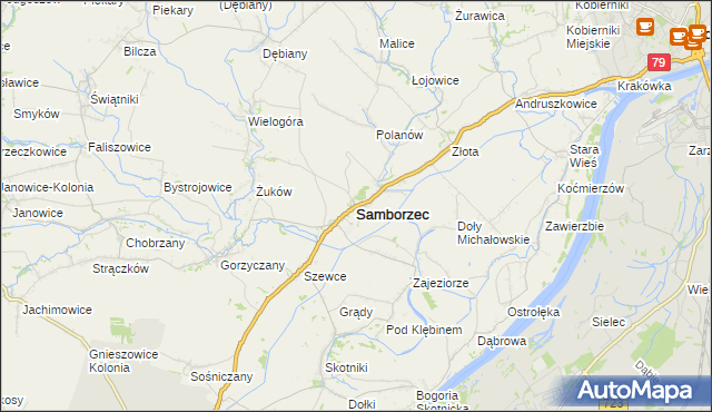 mapa Samborzec, Samborzec na mapie Targeo