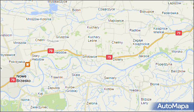 mapa Sierosławice gmina Nowe Brzesko, Sierosławice gmina Nowe Brzesko na mapie Targeo