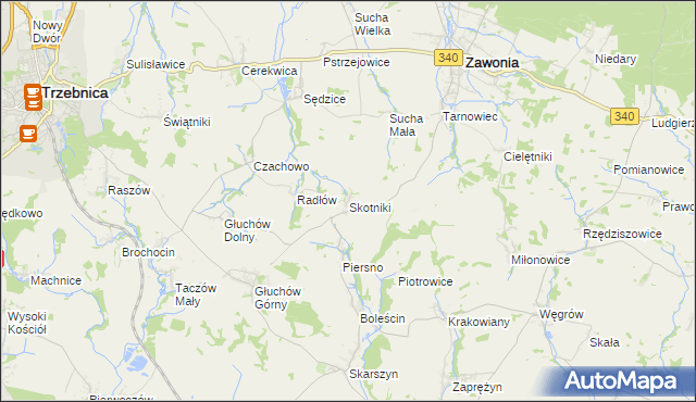 mapa Skotniki gmina Zawonia, Skotniki gmina Zawonia na mapie Targeo