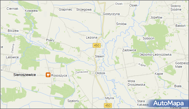 mapa Sławin, Sławin na mapie Targeo