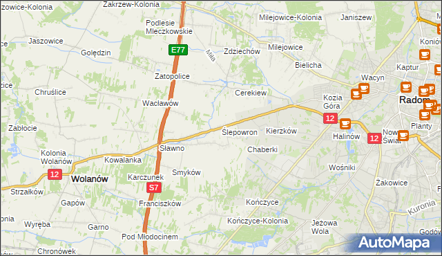 mapa Ślepowron, Ślepowron na mapie Targeo