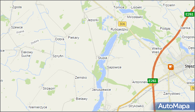 mapa Słupia gmina Stęszew, Słupia gmina Stęszew na mapie Targeo