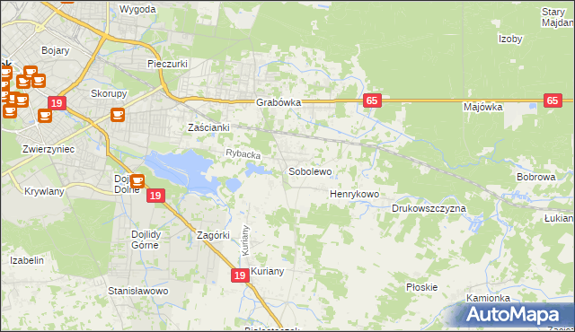 mapa Sobolewo gmina Supraśl, Sobolewo gmina Supraśl na mapie Targeo