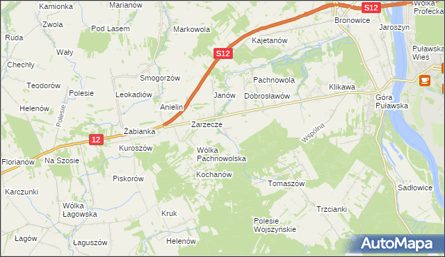 mapa Sosnów gmina Puławy, Sosnów gmina Puławy na mapie Targeo