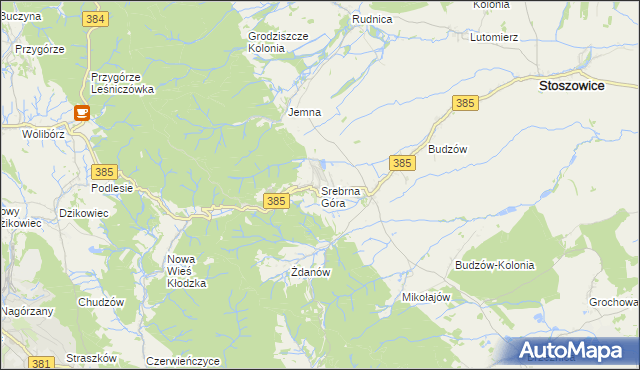 mapa Srebrna Góra gmina Stoszowice, Srebrna Góra gmina Stoszowice na mapie Targeo