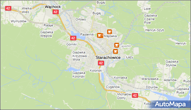 mapa Starachowic, Starachowice na mapie Targeo