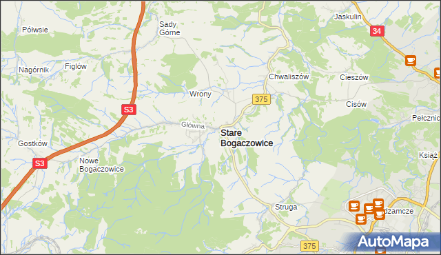 mapa Stare Bogaczowice, Stare Bogaczowice na mapie Targeo