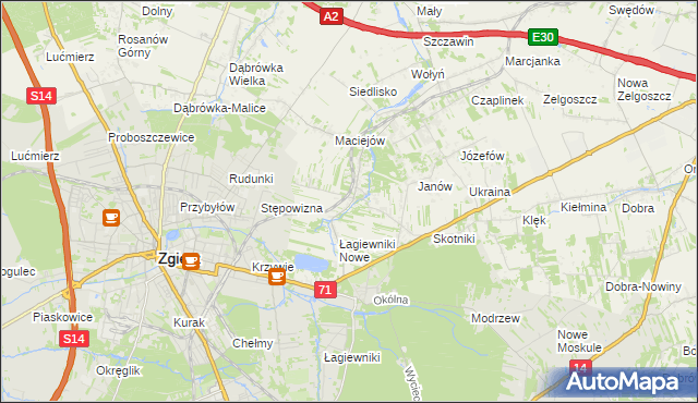 mapa Stare Łagiewniki, Stare Łagiewniki na mapie Targeo