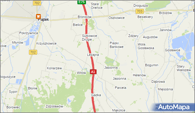 mapa Stare Piaski gmina Piątek, Stare Piaski gmina Piątek na mapie Targeo