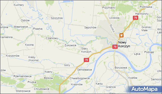 mapa Stary Korczyn, Stary Korczyn na mapie Targeo