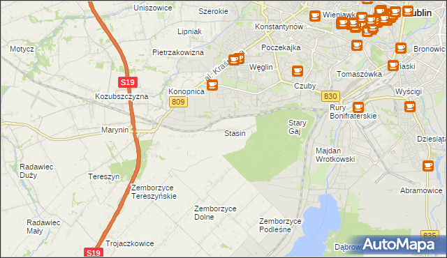 mapa Stasin gmina Konopnica, Stasin gmina Konopnica na mapie Targeo