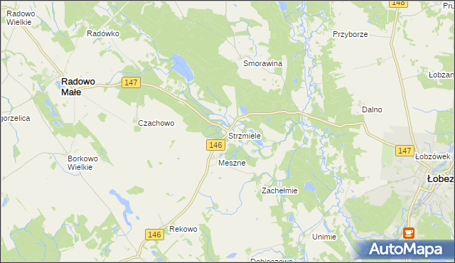 mapa Strzmiele, Strzmiele na mapie Targeo