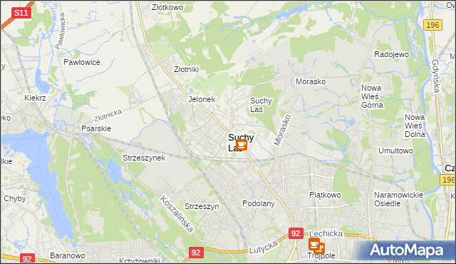 mapa Suchy Las powiat poznański, Suchy Las powiat poznański na mapie Targeo