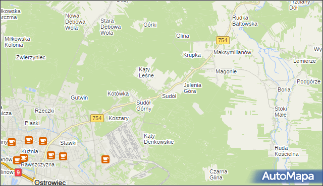 mapa Sudół gmina Bodzechów, Sudół gmina Bodzechów na mapie Targeo