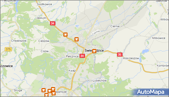 mapa Świebodzice, Świebodzice na mapie Targeo