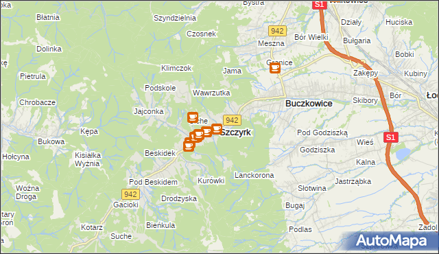 mapa Szczyrk, Szczyrk na mapie Targeo