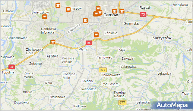 mapa Tarnowiec gmina Tarnów, Tarnowiec gmina Tarnów na mapie Targeo