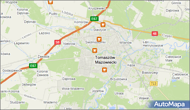 mapa Tomaszów Mazowiecki, Tomaszów Mazowiecki na mapie Targeo