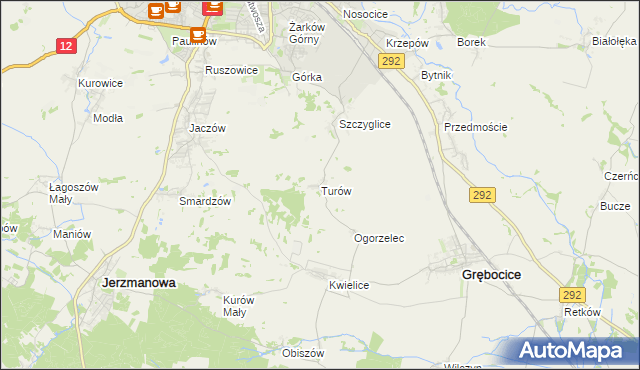 mapa Turów gmina Głogów, Turów gmina Głogów na mapie Targeo