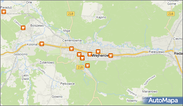 mapa Wejherowo, Wejherowo na mapie Targeo