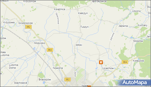 mapa Włóki gmina Dzierżoniów, Włóki gmina Dzierżoniów na mapie Targeo